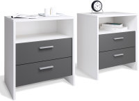 Set of 2 bedside tables Matera White Matt and Grey graphite