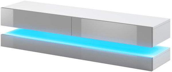 Lowboard Padua M1 in Weiß Matt und Grau Hochglanz mit LED Beleuchtung in Blau