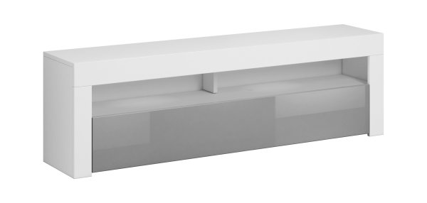 Lowboard Artisano 160cm in Weiß Matt und Grau Hochglanz