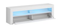 Lowboard Artisano 160cm in Weiß Matt und Grau Hochglanz mit LED Beleuchtung in Blau