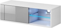 Lowboard Arsizio M1 in Wei&szlig; Matt und Grau Hochglanz mit LED Beleuchtung in Blau