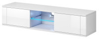 Lowboard Carpi in Weiß Matt und Weiß Hochglanz mit LED Beleuchtung in Blau