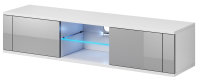 Lowboard Carpi in Weiß Matt und Grau Hochglanz mit LED Beleuchtung in Blau
