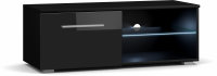Lowboard Rossano M1 in Schwarz Matt und Schwarz Hochglanz mit LED Beleuchtung in Blau