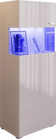 Vitrine Mondello M1 in Weiß Matt und Weiß Hochglanz mit LED Beleuchtung in blau