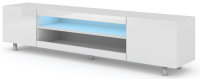 Lowboard Castagneto in Weiß Matt und Weiß Hochglanz LED Beleuchtung in blau