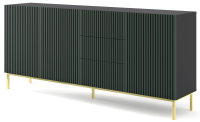 Sideboard Montegrotto in Schwarz Matt Smaragdgrün und Goldgestell